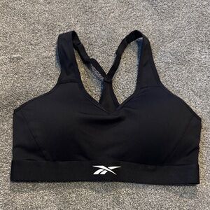 Reebok Black Padded Sports Bra with White Logo